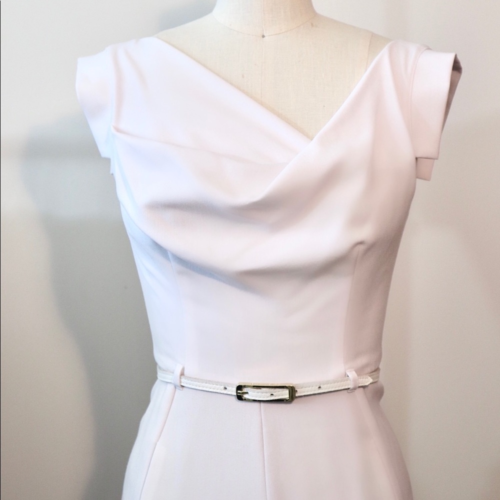 White Jumpsuit with Waist Belt Detail